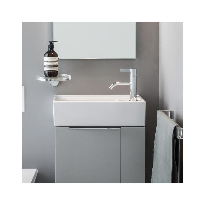 Umywalka ścienna mała Laufen Kartell 460 x 280 mm blat po prawej bez otw. biała mat. H8153347571121
