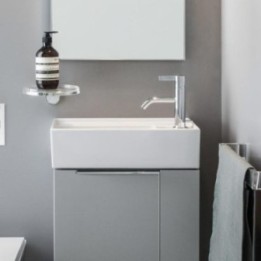 Umywalka ścienna mała Laufen Kartell 460 x 280 mm blat po prawej z otw. biała mat. H8153347571111
