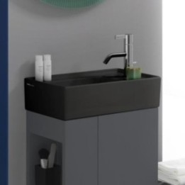 Umywalka ścienna mała Laufen Kartell 460 x 280 mm blat po prawej z otw. czarny mat. H8153347161111