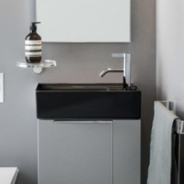 Umywalka ścienna mała Laufen Kartell 460 x 280 mm blat po prawej bez otw. czarny połsyk H8153340201121
