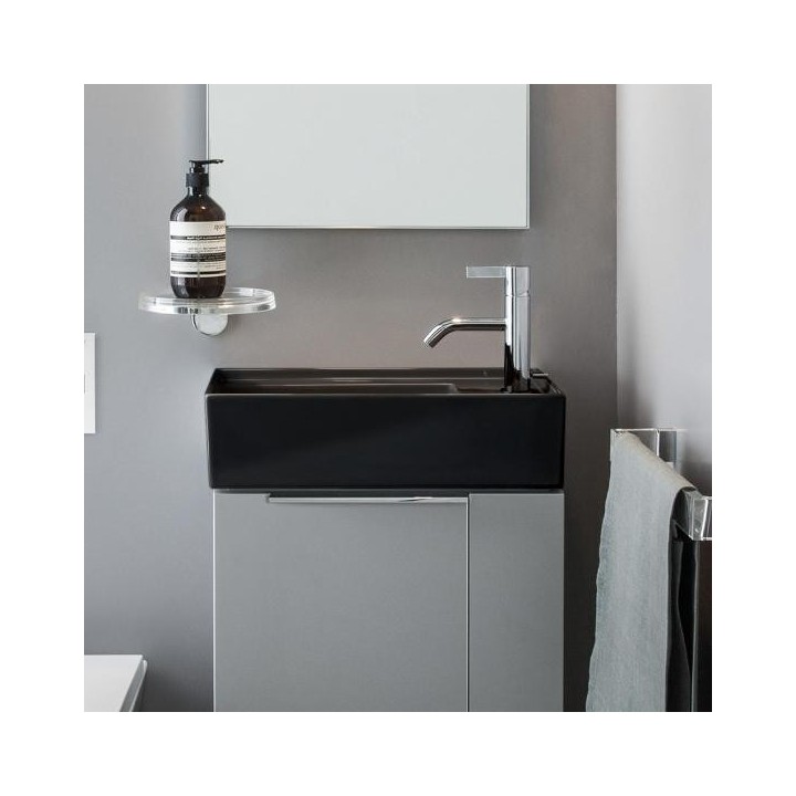 Umywalka ścienna mała Laufen Kartell 460 x 280 mm blat po prawej bez otw. czarny połsyk H8153340201121