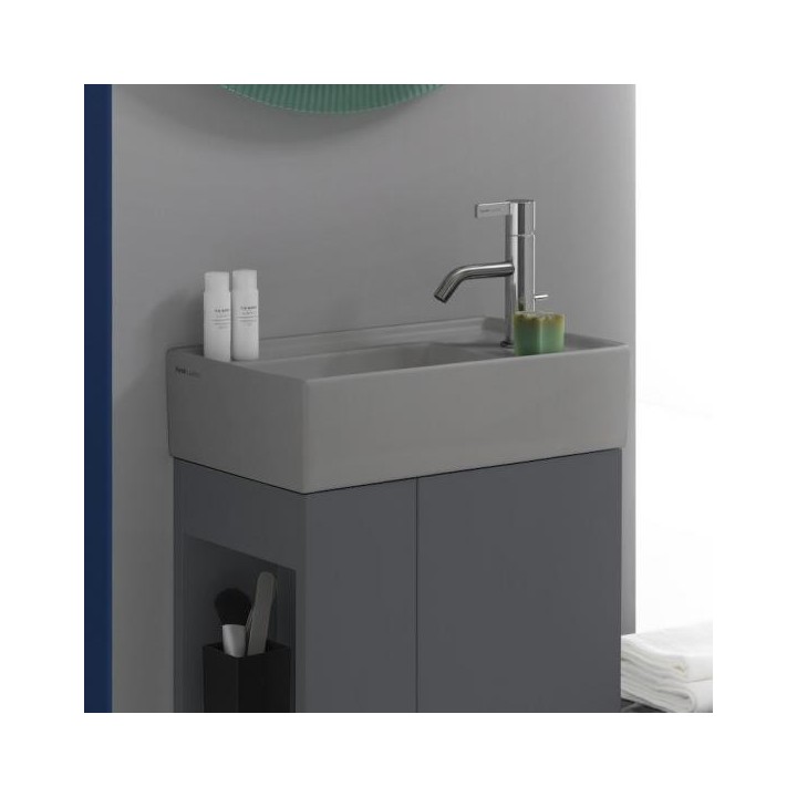Umywalka ścienna mała Laufen Kartell 460 x 280 mm blat po prawej bez otw. szary mat H8153347591121