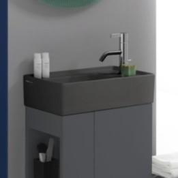 Umywalka ścienna mała Laufen Kartell 460 x 280 mm blat po prawej z otw. grafit mat. H8153347581111