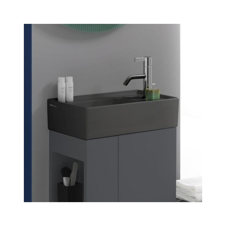 Umywalka ścienna mała Laufen Kartell 460 x 280 mm blat po prawej z otw. grafit mat. H8153347581111
