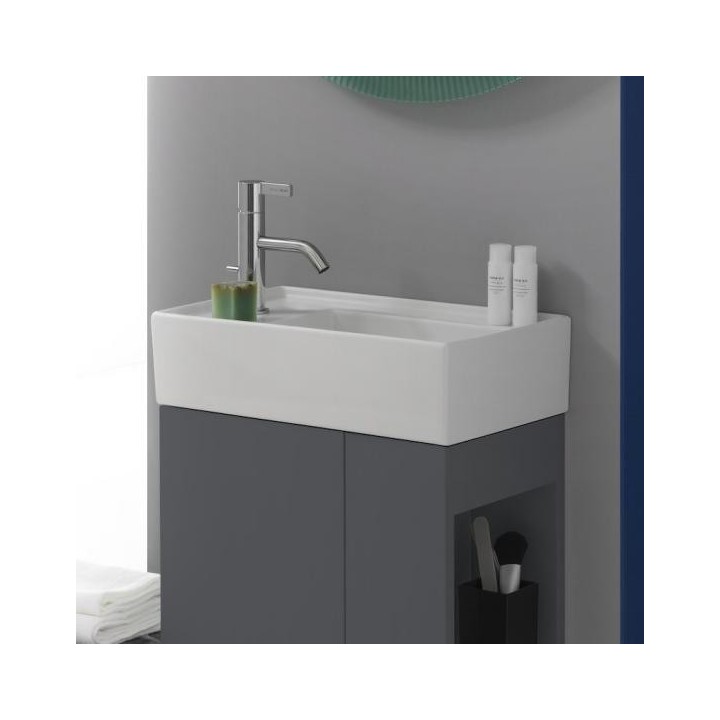 Umywalka ścienna mała Laufen Kartell 460 x 280 mm blat po lewej bez otw. biała mat. H8153357571121
