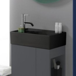Umywalka ścienna mała Laufen Kartell 460 x 280 mm blat po lewej bez otw. czarny mat. H8153357161121