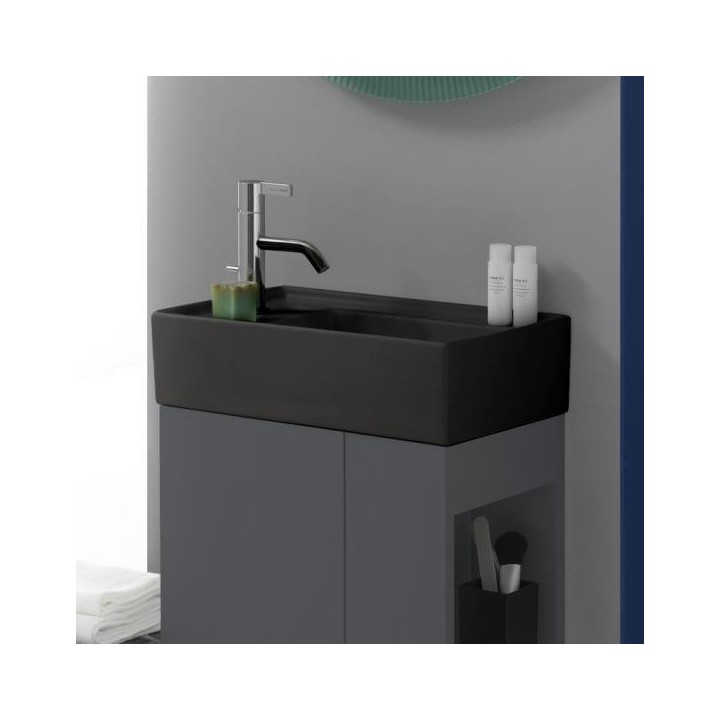 Umywalka ścienna mała Laufen Kartell 460 x 280 mm blat po lewej bez otw. czarny mat. H8153357161121