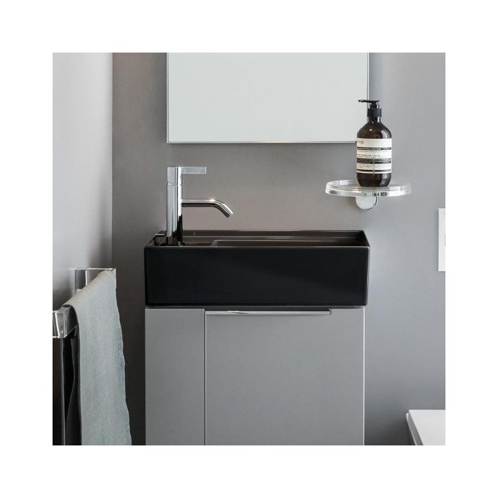 Umywalka ścienna mała Laufen Kartell 460 x 280 mm blat po lewej bez otw. czarny połysk H8153350201121