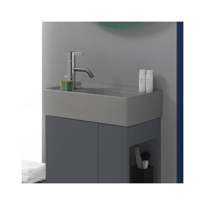 Umywalka ścienna mała Laufen Kartell 460 x 280 mm blat po lewej z otw. szary mat. H8153357591111