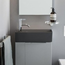 Umywalka ścienna mała Laufen Kartell 460 x 280 mm blat po lewej z otw. grafit mat. H8153357581111
