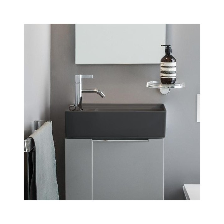 Umywalka ścienna mała Laufen Kartell 460 x 280 mm blat po lewej z otw. grafit mat. H8153357581111