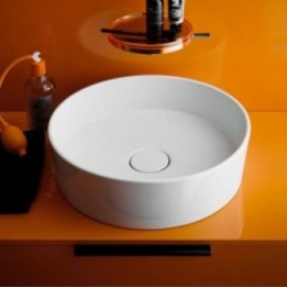 Umywalka nablatowa Laufen Kartell Ø 420 mm bez otw. biała mat. H8123317571121