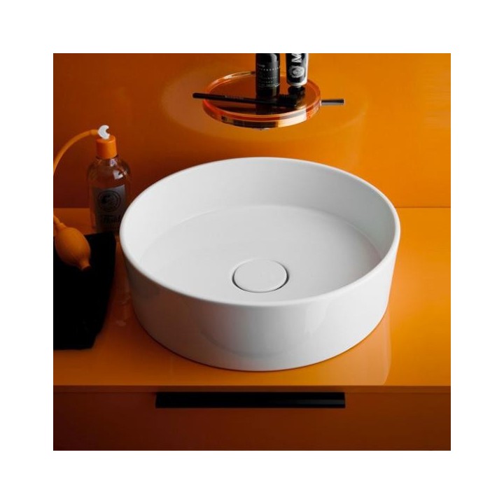 Umywalka nablatowa Laufen Kartell Ø 420 mm bez otw. biała mat. H8123317571121