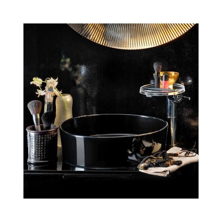 Umywalka nablatowa Laufen Kartell Ø 420 mm bez otw. czarny połysk H8123310201121