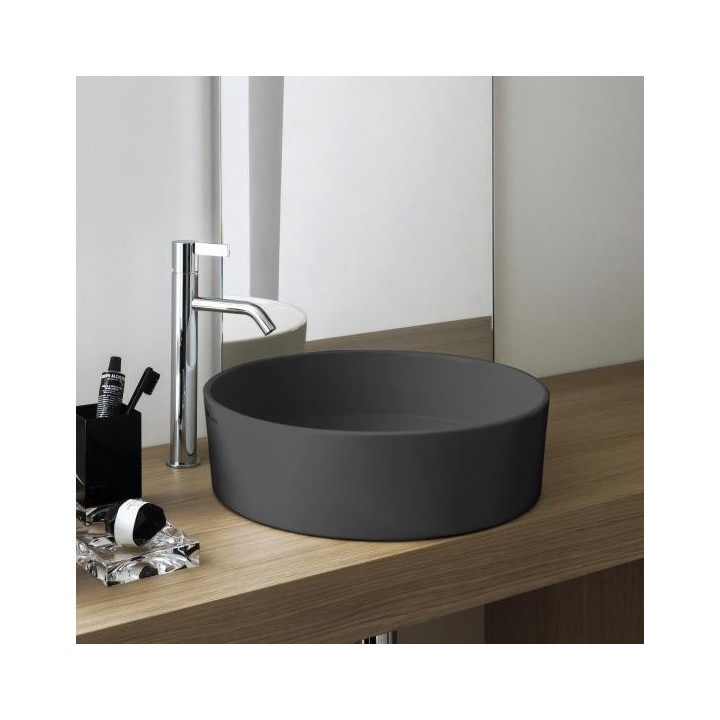 Umywalka nablatowa Laufen Kartell Ø 420 mm bez otw. grafit mat. H8123317581121
