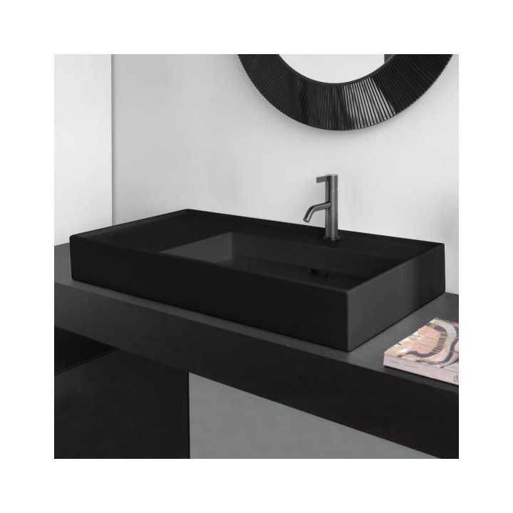 Umywalka ścienna KARTELL BY LAUFEN szlifowany spód umywalki 900X460mm z 1 otw. czarny mat. H8183397161111