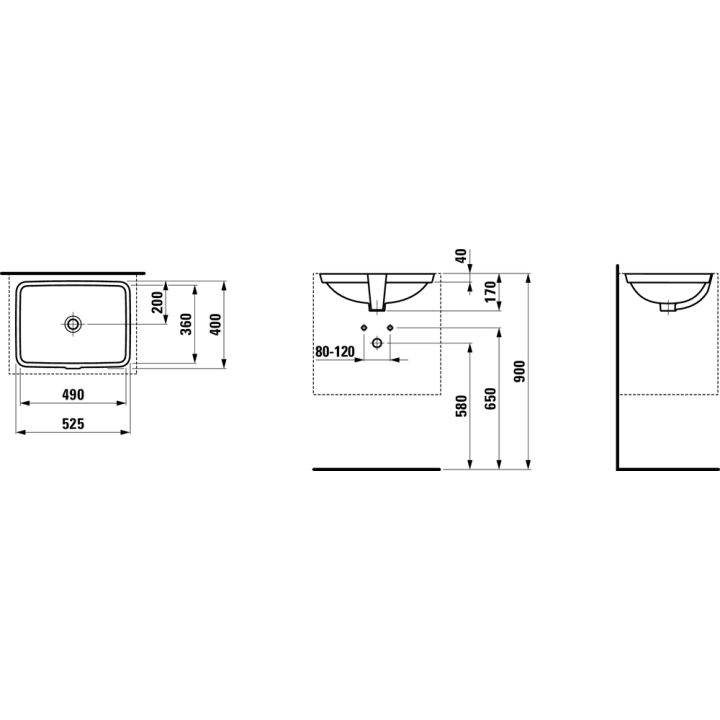 Umywalka LAUFEN PRO S 525x400 mm bez otw. biała H8119610001091