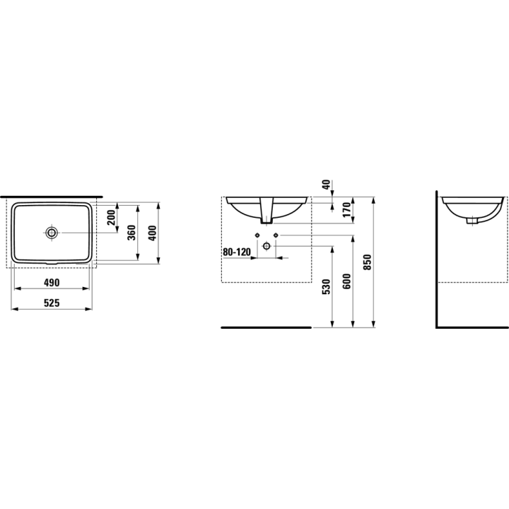 Umywalka LAUFEN PRO S 525x400 mm bez otw. biała H8119614001091
