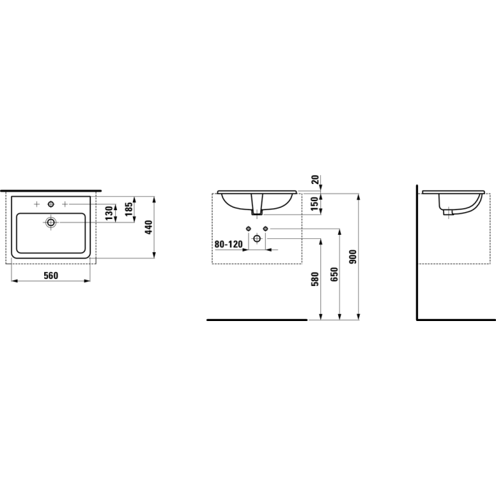 Umywalka LAUFEN PRO S 560x440 mm z otw. biała H8189634001041