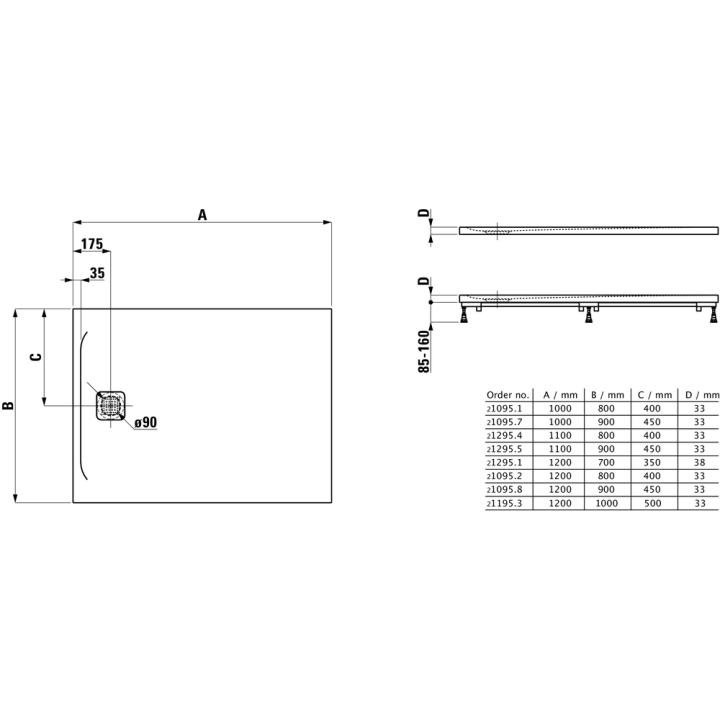 Brodzik prostokątny LAUFEN PRO 1000x900 mm biały H2109570000001