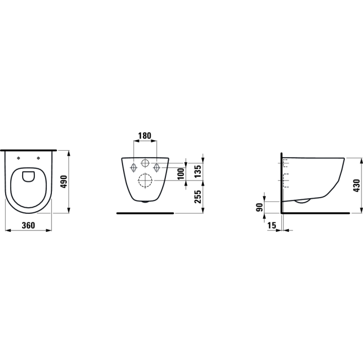 Miska WC podwieszana LAUFEN PRO A 360x490 mm biała H8209650000001