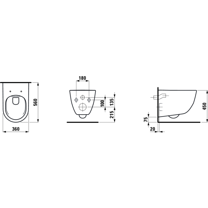 Miska WC podwieszana LAUFEN PRO A 360x560 mm biała H8219620000001