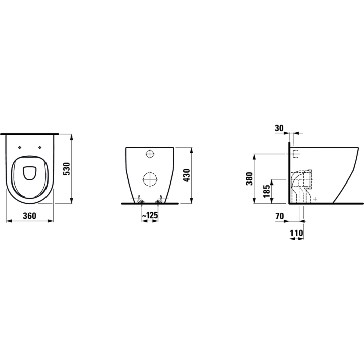 Miska WC stojąca rimless LAUFEN PRO A 530x360 mm biała H8229560000001