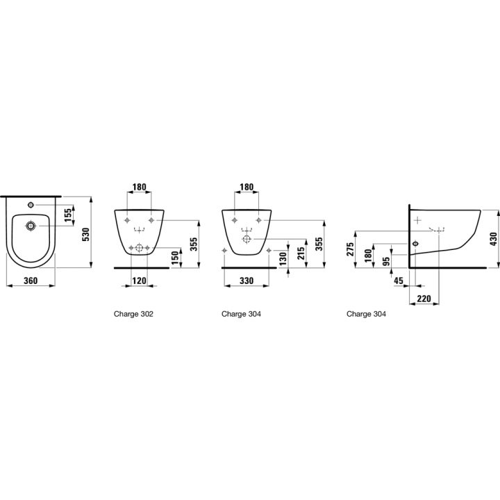 Bidet podwieszany LAUFEN PRO A 530x360 mm biały H8309520003021