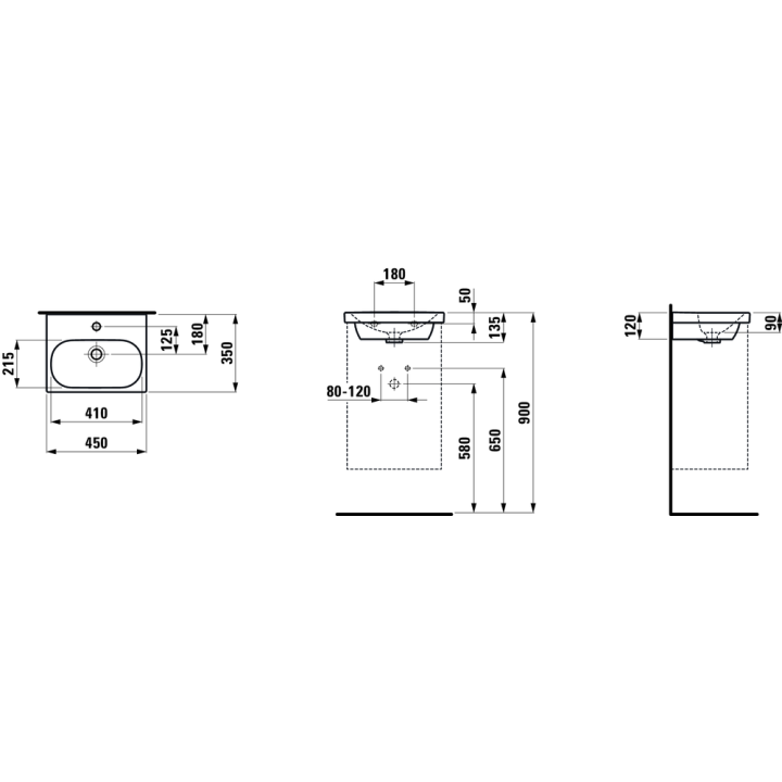 Umywalka LAUFEN PRO LUA 450 x 350 x 180 mm z otw. biały H8150810001041