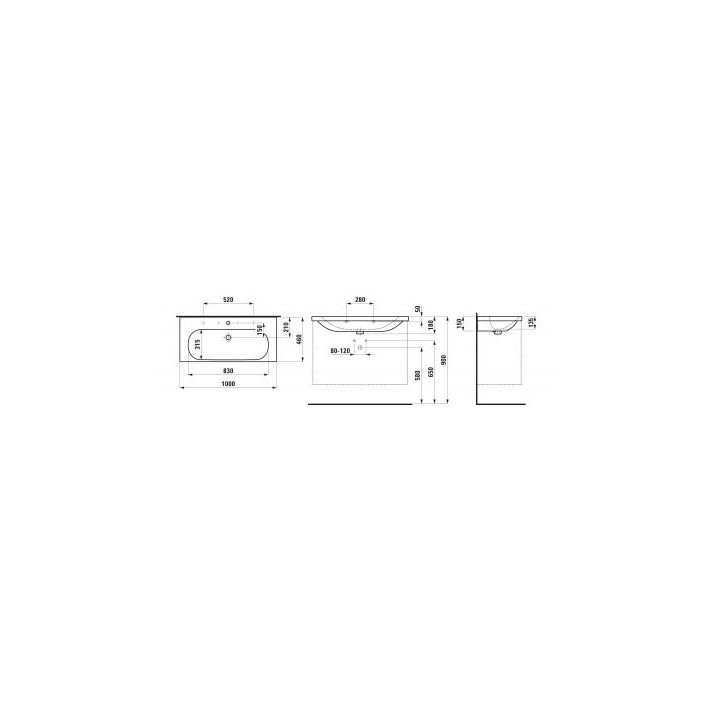 Umywalka meblowa 100x46 cm LAUFEN LUA z otw. biała LCC H8100894001071