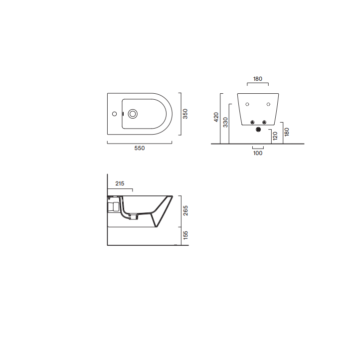 Bidet wiszący Catalano Zero 55x35 Bianco Satinato 1BS55NBM