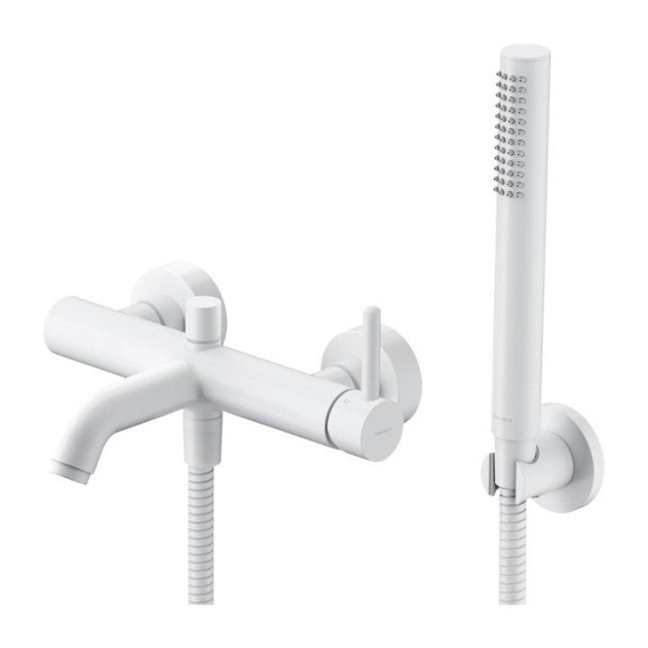 Bateria wannowa Omnires Y z zestawem prysznicowym biały mat Y1231WM