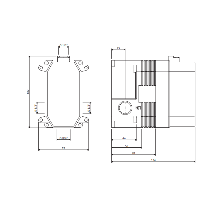 Element podtynkowy baterii prysznicowo-wannowej podtynkowej BOX35X