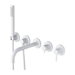 Bateria wannowa Omnires Y 5-otworowa podtynkowa z długą wylewką biały mat Y1237-1WM