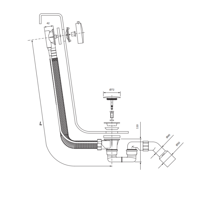 Syfon wannowy Omnires CGS przelewowo-odpływowy chrom połysk TK104-PLUS-3.01+64-SCR