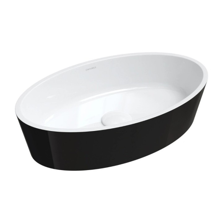 Umywalka nablatowa Omnires Bari M+ 50x30cm biały / czarny połysk BARI500UNBCP