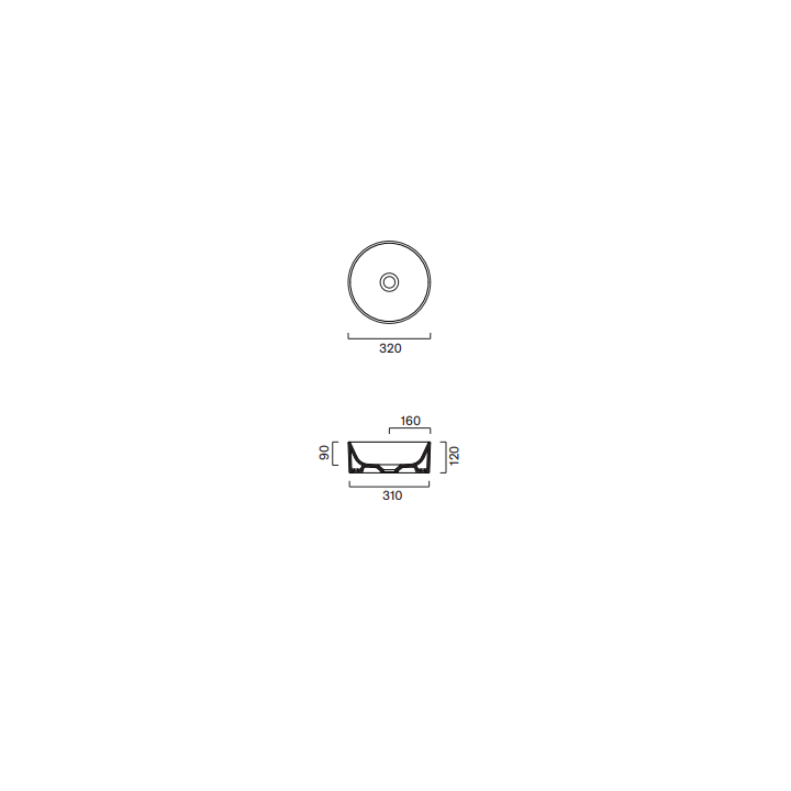 Umywalka nablatowa Catalano Zero 32 cm Bianco Satinato 0122320021