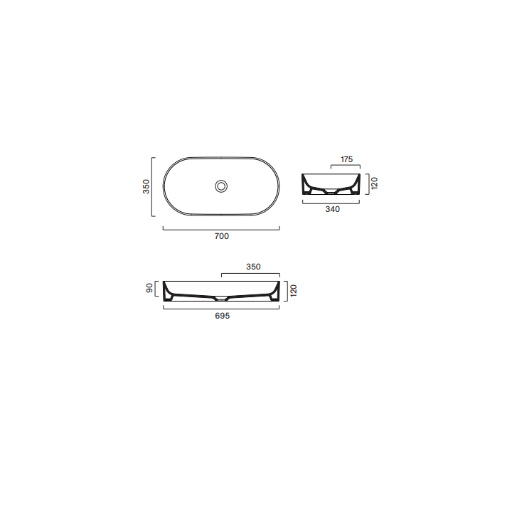 Umywalka nablatowa Catalano Zero 70x35 cm Bianco Satinato 0122700021