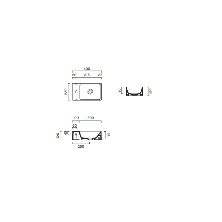 Umywalka Catalano Premium 40x23 cm Tortora Satinato 0220410032