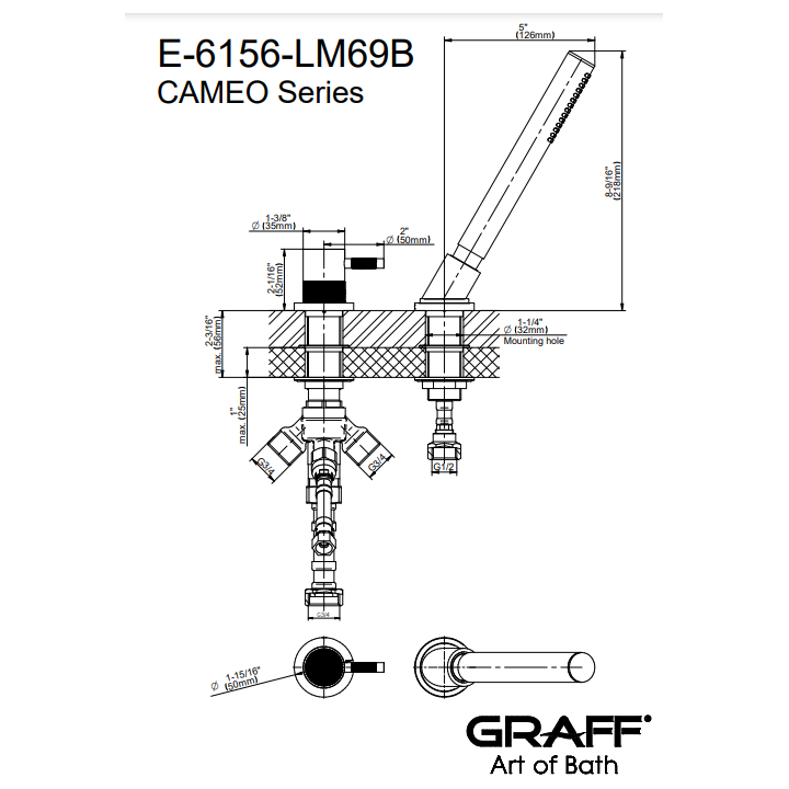 Zestaw prysznicowy Graff Cameo chrom E-6156-LM69B-PC