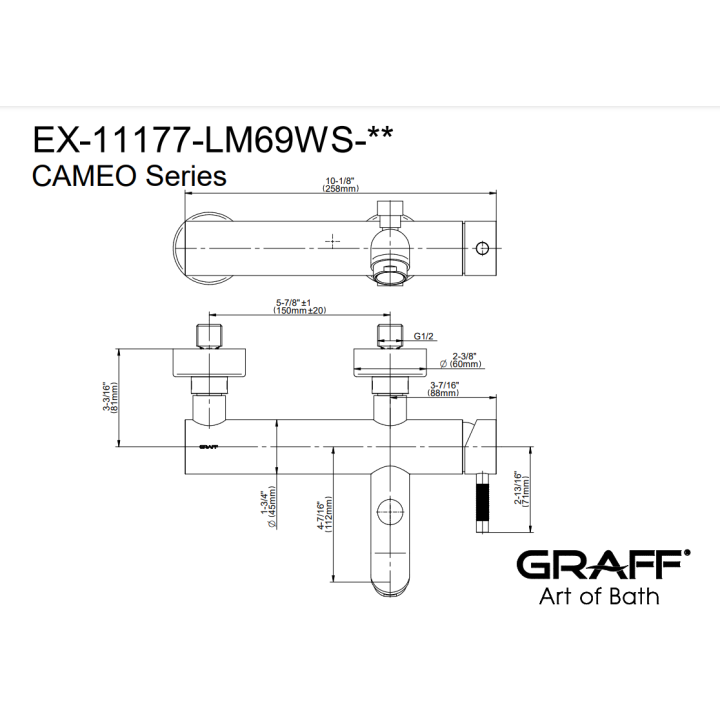 Bateria wannowo-prysznicowa Graff Cameo chrom EX-11177-LM69WS-PC