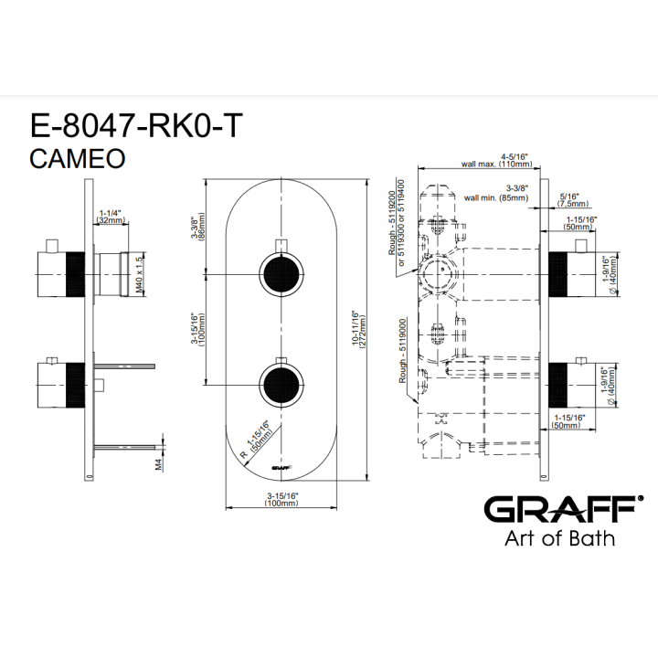 Element zewnętrzny Graff Cameo do baterii natryskowej chrom E-8047-RK0-T