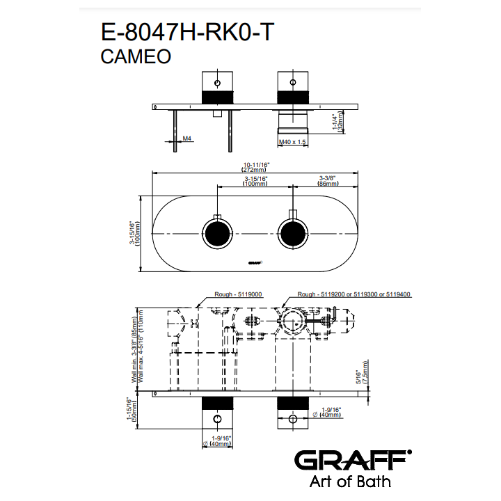 Element zewnętrzny Graff Cameo do baterii natryskowej chrom E-8047H-RK0-PC-T