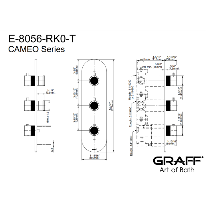 Element zewnętrzny Graff Cameo do baterii natryskowej chrom E-8056-RK0-PC-T