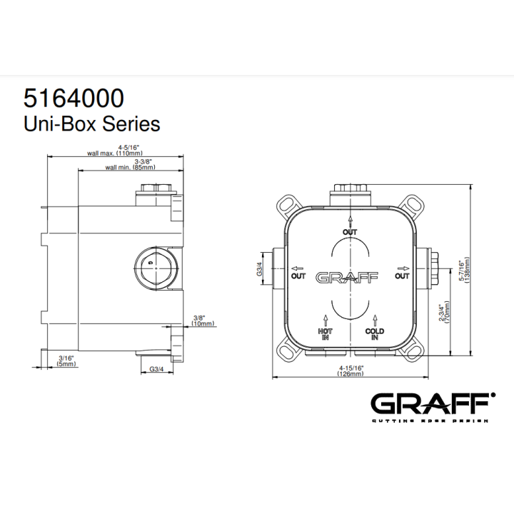 Element podtynkowy Graff UNI- BOX do baterii uniwersalny E-18000