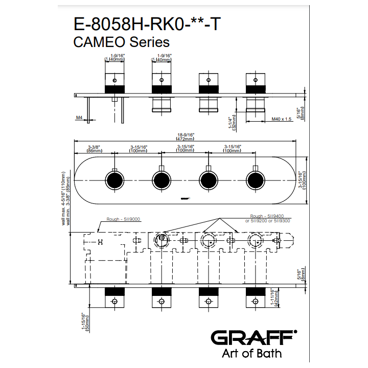 Element zewnętrzny Graff Cameo do baterii natryskowej chrom E-8058H-RK0-PC-T