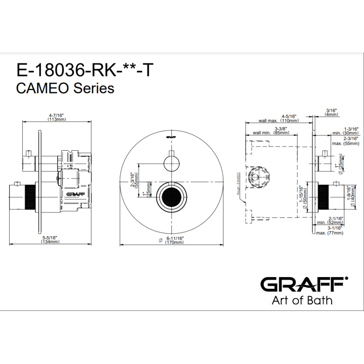Element zewnętrzny Graff Cameo baterii natryskowej na 2 wyjścia chrom E-18036-RK-PC-T