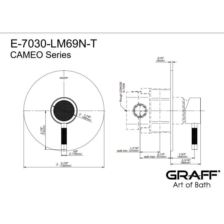 Element zewnętrzny Graff Cameo baterii natryskowej chrom E-7030-LM69N-PC-T