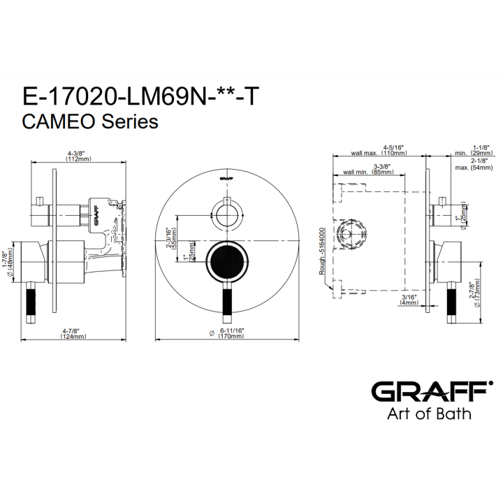 Element zewnętrzny Graff Cameo baterii natryskowej chrom E-7080-LM69N-PC-T