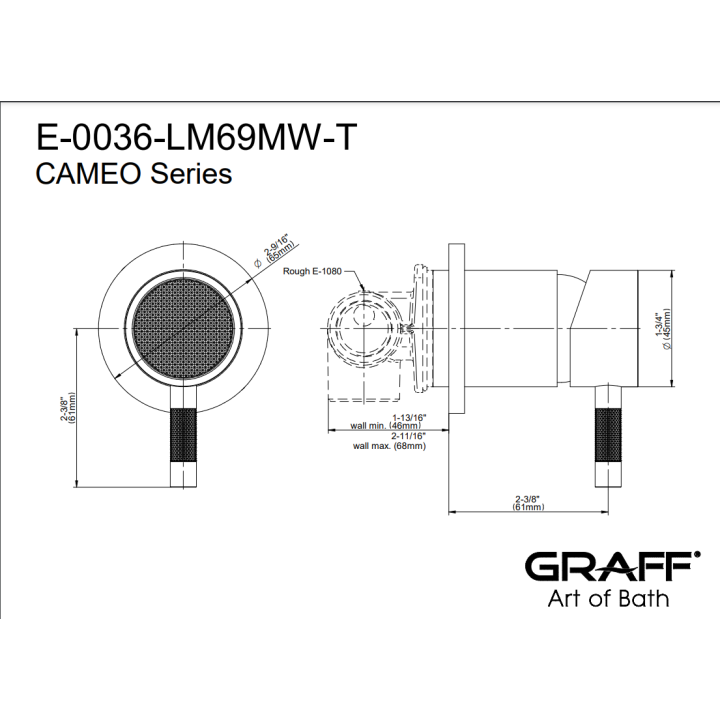 Element zewnętrzny Graff Cameo baterii natryskowej podtynkowej chrom E-0036-LM69MW-PC-T